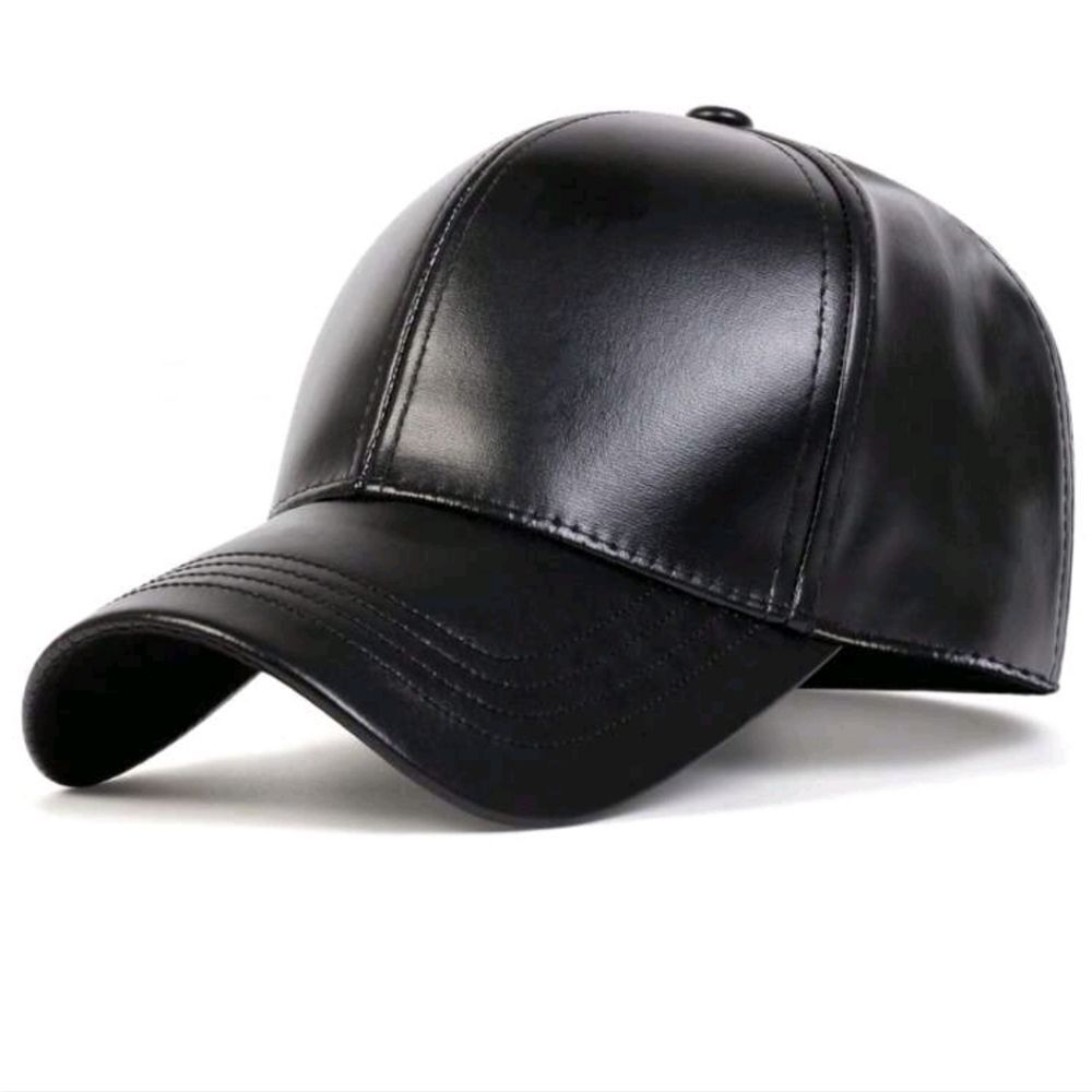SALE Black Vegan Leather Baseball Cap Hat